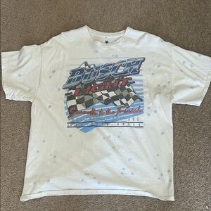 Women’s Busch Light Graphic Tee in White with Blue & Red